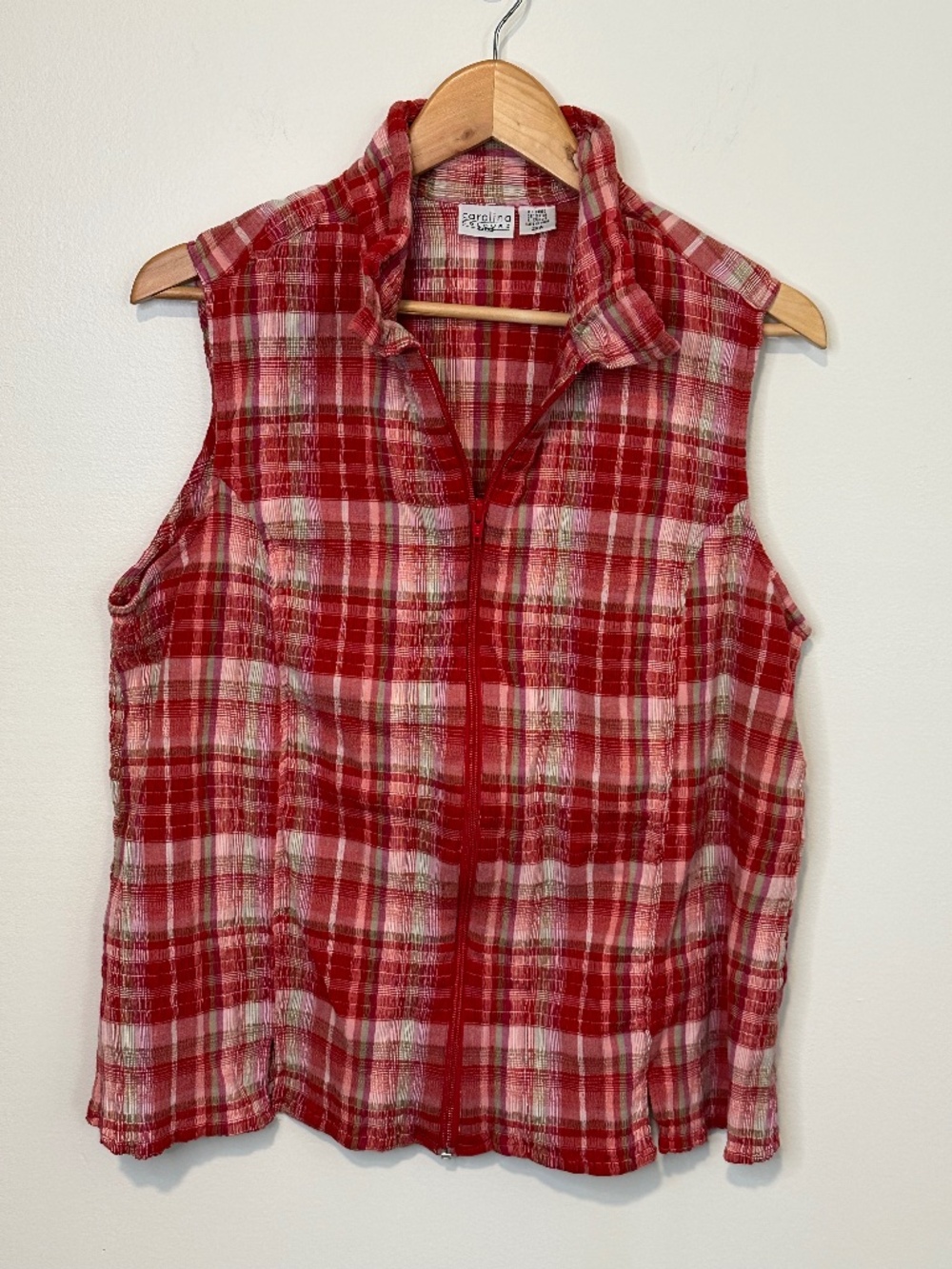 Vintage Carolina Colours Red Plaid Vest Size 22W